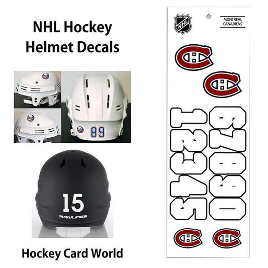 Montreal Canadiens (WHITE) Hockey Helmet Decals Set - Numbers & Logos Image 1