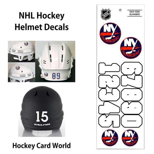 New York Islanders (WHITE) Hockey Helmet Decals Set - Numbers & Logos Image 1