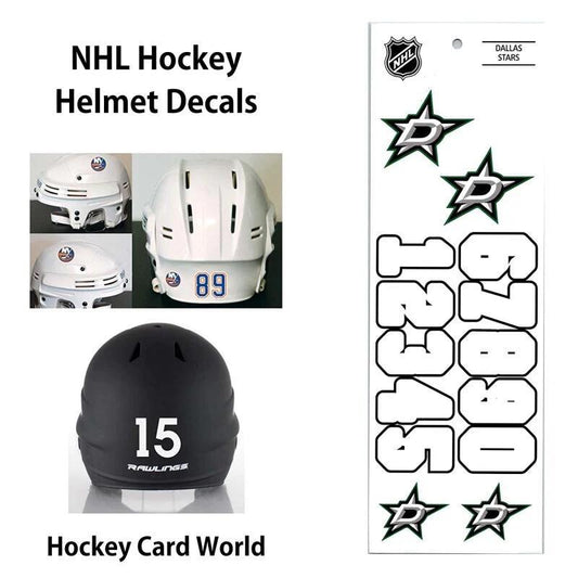Dallas Stars (WHITE) Hockey Helmet Decals Set - Numbers & Logos Image 1