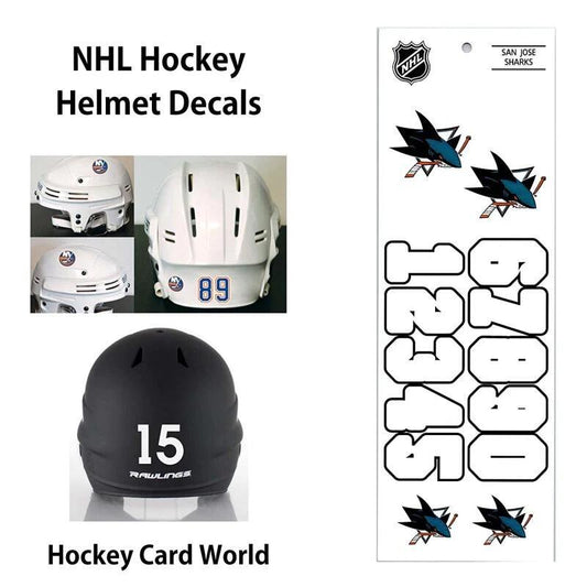 San Jose Sharks (WHITE) Hockey Helmet Decals Set - Numbers & Logos Image 1