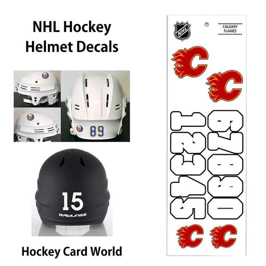 Calgary Flames (WHITE) Hockey Helmet Decals Set - Numbers & Logos Image 1