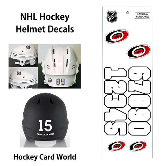 Carolina Hurricanes (WHITE) Hockey Helmet Decals Set - Numbers & Logos Image 1