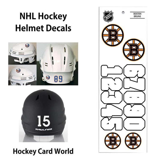 Boston Bruins (WHITE) Hockey Helmet Decals Set - Numbers & Logos Image 1