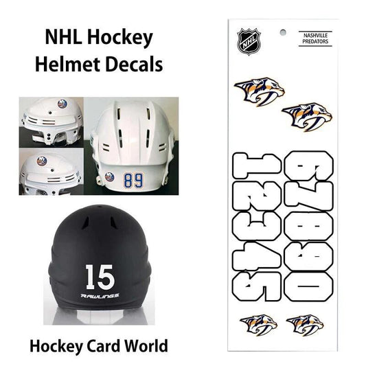 Nashville Predators (WHITE) Hockey Helmet Decals Set - Numbers & Logos Image 1