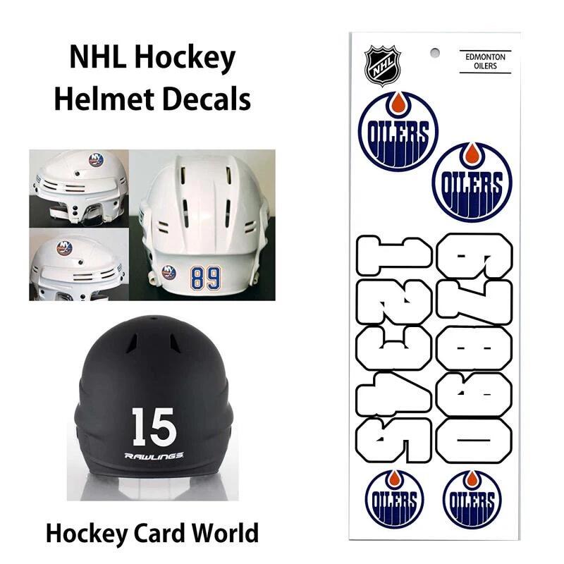 Edmonton Oilers (WHITE) Hockey Helmet Decals Set - Numbers & Logos Image 1