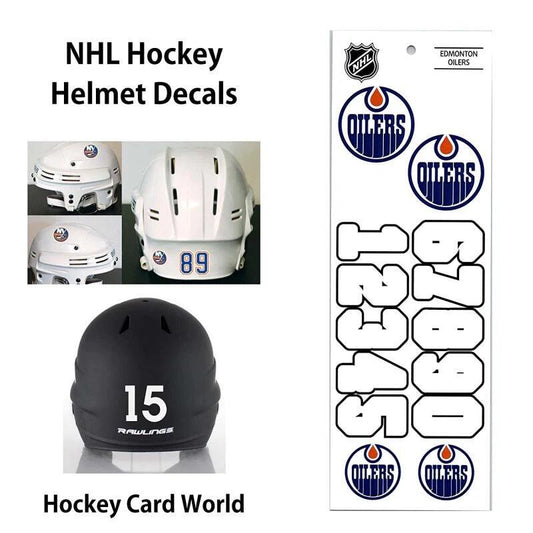 Edmonton Oilers (WHITE) Hockey Helmet Decals Set - Numbers & Logos Image 1