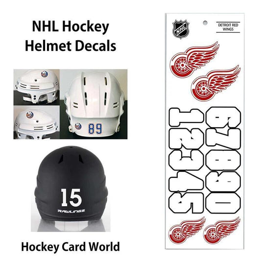 Detroit Red Wings (WHITE) Hockey Helmet Decals Set - Numbers & Logos Image 1