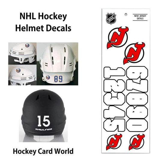 New Jersey Devils (WHITE) Hockey Helmet Decals Set - Numbers & Logos Image 1