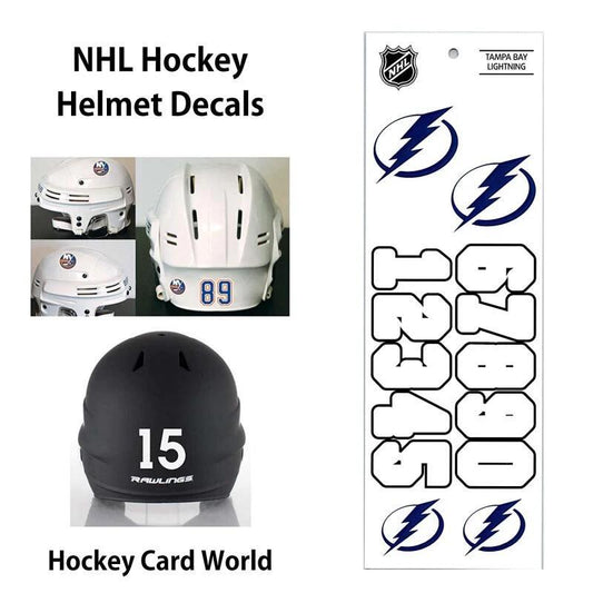 Tampa bay Lightning (WHITE) Hockey Helmet Decals Set - Numbers & Logos Image 1