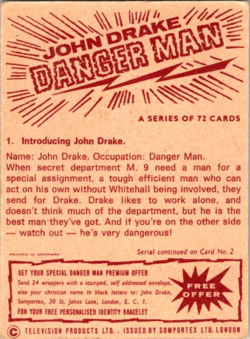 1965 John Drake Danger Man #1 Introducing John Drake  V78715 Image 2