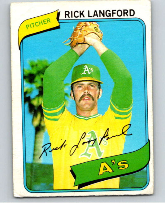 1980 O-Pee-Chee #284 Rick Langford  Oakland Athletics  V79692 Image 1