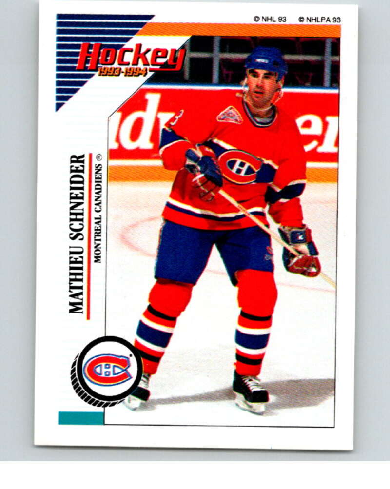 1993-94 Panini Stickers #22 Mathieu Schneider  Montreal Canadiens  V80428 Image 1