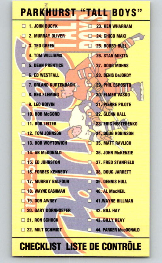 1994-95 Parkhurst Tall Boys #179 Checklist 1   V81281 Image 1