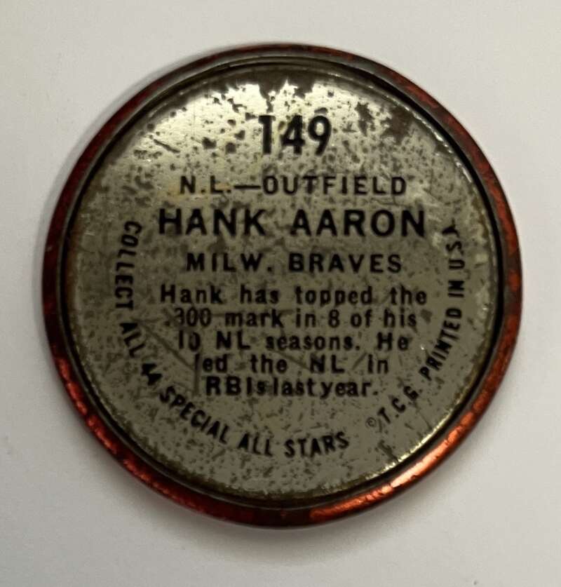 1964 Topps Coins Baseball #149 Hank Aaron AS  Milwaukee Braves  V82042 Image 2