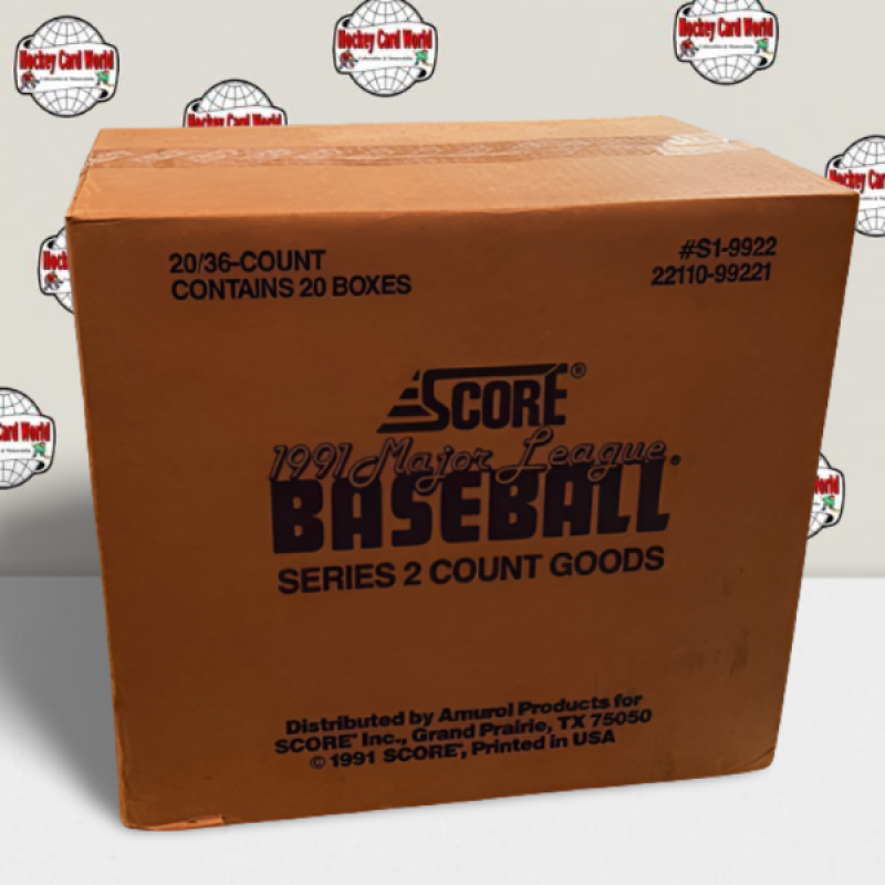 1991 Score Series 2 Baseball Hobby Wax Box CASE - Sealed 20 Box Case Image 1