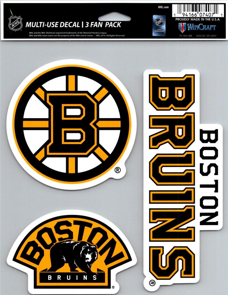 Boston Bruins 8" x 5.25" Die-Cut Premium Vinyl Decal Sheet Set of 3  Image 1