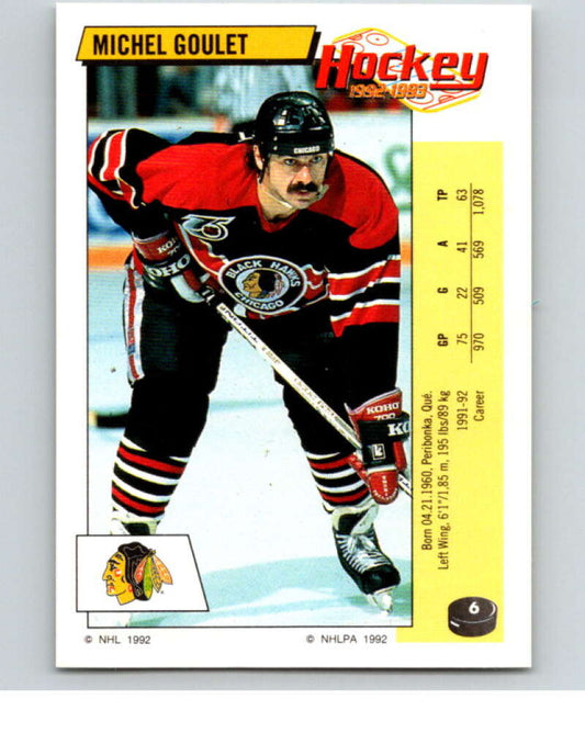 1992-93 Panini Stickers Hockey  #6 Michel Goulet  Chicago Blackhawks  V82455 Image 1