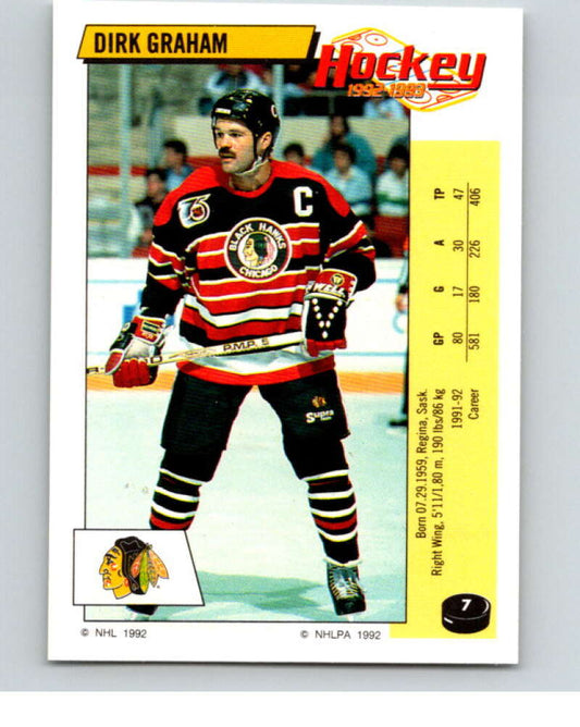 1992-93 Panini Stickers Hockey  #7 Dirk Graham  Chicago Blackhawks  V82458 Image 1