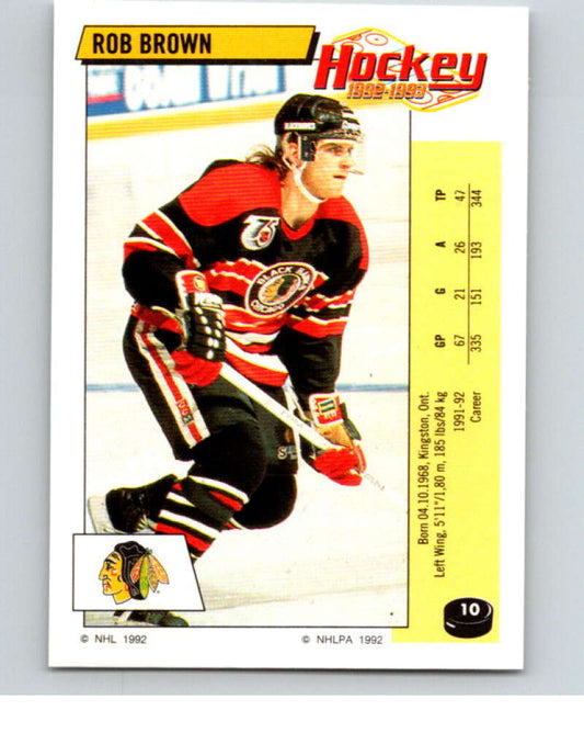 1992-93 Panini Stickers Hockey  #10 Rob Brown  Chicago Blackhawks  V82463 Image 1