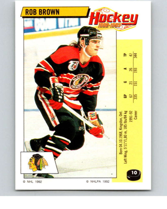 1992-93 Panini Stickers Hockey  #10 Rob Brown  Chicago Blackhawks  V82466 Image 1