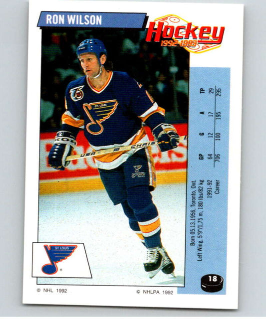 1992-93 Panini Stickers Hockey  #18 Ron Wilson  St. Louis Blues  V82481 Image 1