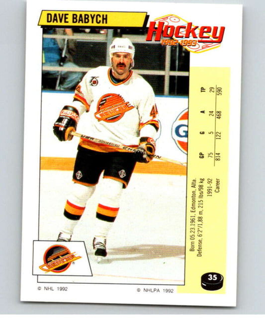 1992-93 Panini Stickers Hockey  #35 Dave Babych  Vancouver Canucks  V82523 Image 1