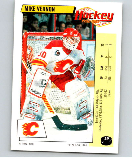 1992-93 Panini Stickers Hockey  #39 Mike Vernon  Calgary Flames  V82536 Image 1