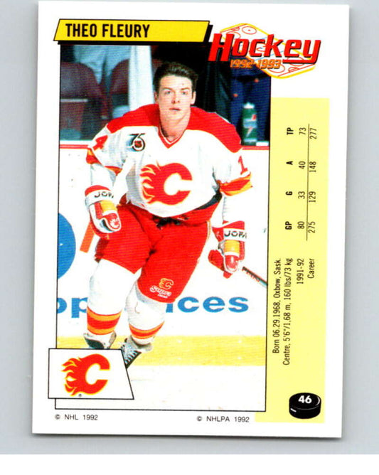 1992-93 Panini Stickers Hockey  #46 Theo Fleury  Calgary Flames  V82553 Image 1