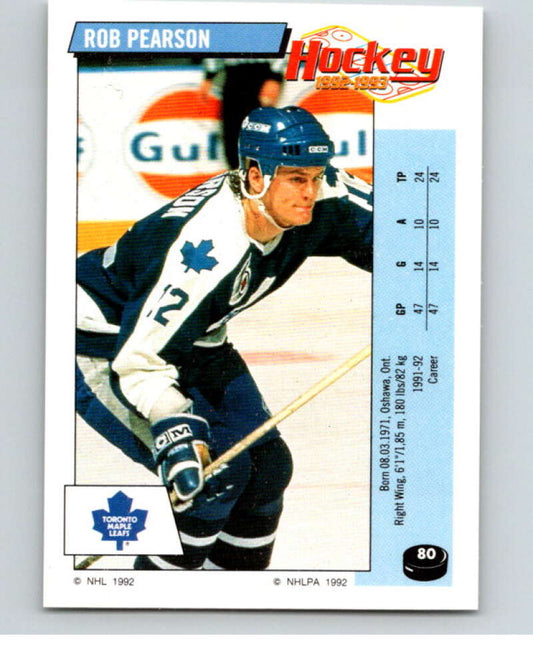 1992-93 Panini Stickers Hockey  #80 Rob Pearson  Toronto Maple Leafs  V82615 Image 1