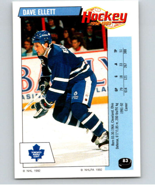 1992-93 Panini Stickers Hockey  #83 Dave Ellett  Toronto Maple Leafs  V82619 Image 1