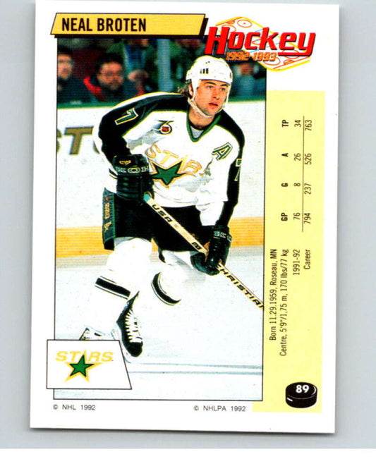 1992-93 Panini Stickers Hockey  #89 Neal Broten  Minnesota North Stars  V82634 Image 1