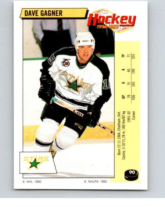 1992-93 Panini Stickers Hockey  #90 Dave Gagner  Minnesota North Stars  V82635 Image 1