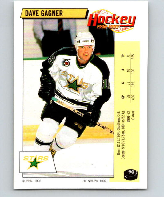 1992-93 Panini Stickers Hockey  #90 Dave Gagner  Minnesota North Stars  V82636 Image 1