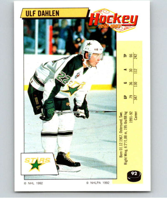 1992-93 Panini Stickers Hockey  #92 Ulf Dahlen  Minnesota North Stars  V82638 Image 1
