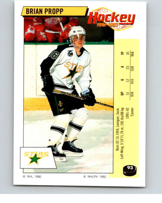 1992-93 Panini Stickers Hockey  #93 Brian Propp  Minnesota North Stars  V82639 Image 1