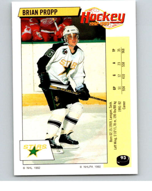 1992-93 Panini Stickers Hockey  #93 Brian Propp  Minnesota North Stars  V82640 Image 1
