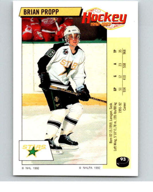 1992-93 Panini Stickers Hockey  #93 Brian Propp  Minnesota North Stars  V82641 Image 1