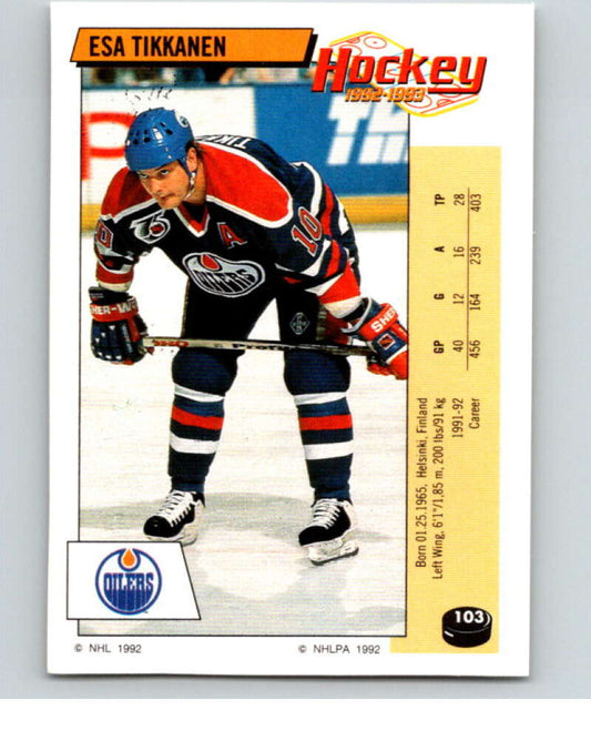 1992-93 Panini Stickers Hockey  #103 Esa Tikkanen   V82654 Image 1