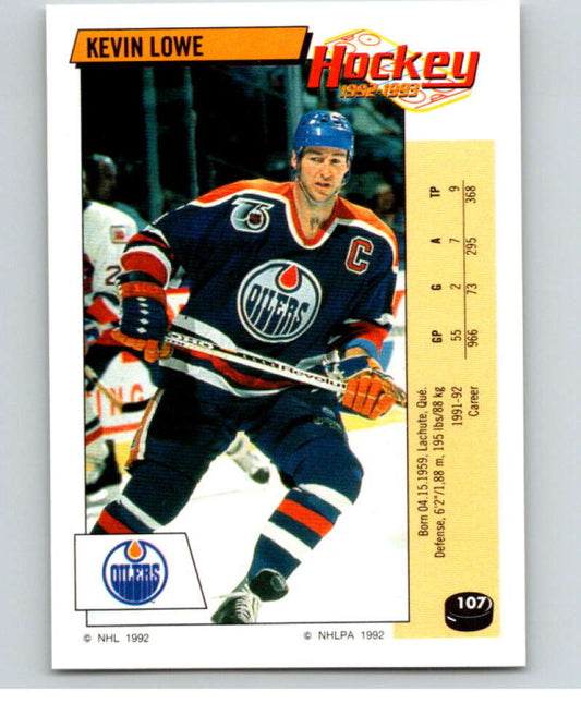 1992-93 Panini Stickers Hockey  #107 Kevin Lowe   V82665 Image 1