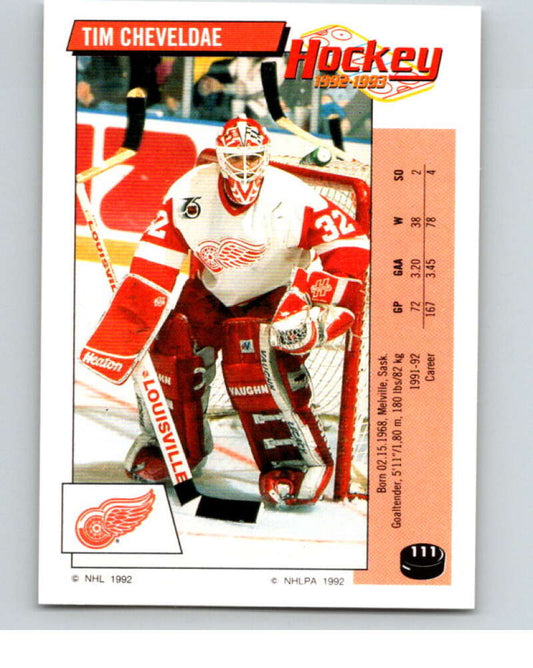 1992-93 Panini Stickers Hockey  #111 Tim Cheveldae  Detroit Red Wings  V82677 Image 1