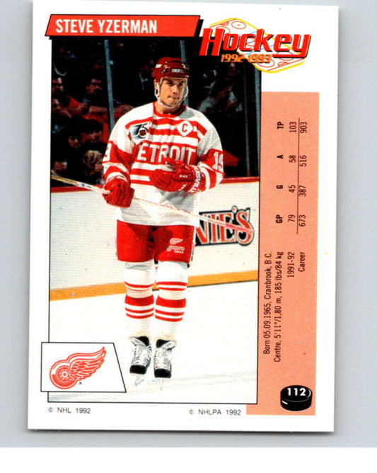 1992-93 Panini Stickers Hockey  #112 Steve Yzerman  Detroit Red Wings  V82679 Image 1