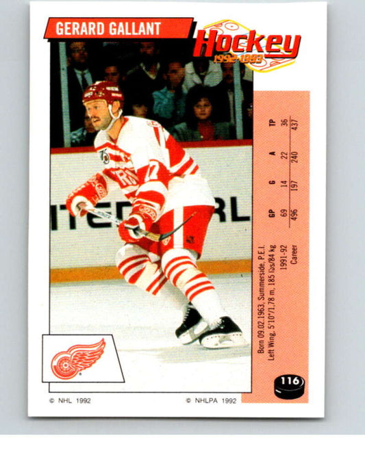 1992-93 Panini Stickers Hockey  #116 Gerard Gallant  Detroit Red Wings  V82689 Image 1