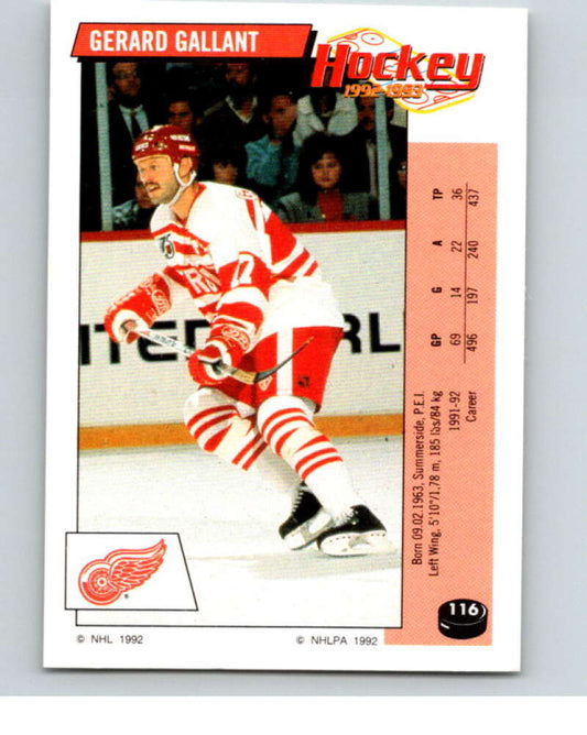 1992-93 Panini Stickers Hockey  #116 Gerard Gallant  Detroit Red Wings  V82691 Image 1