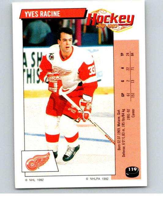 1992-93 Panini Stickers Hockey  #119 Yves Racine  Detroit Red Wings  V82697 Image 1