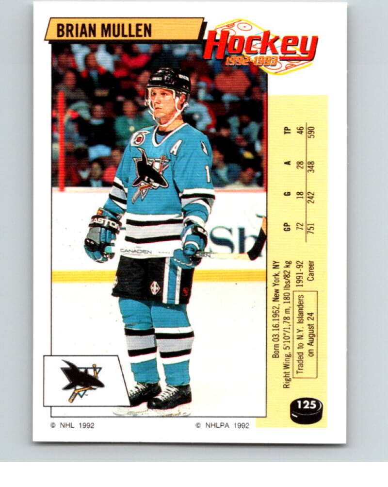 1992-93 Panini Stickers Hockey  #125 Brian Mullen   V82706 Image 1