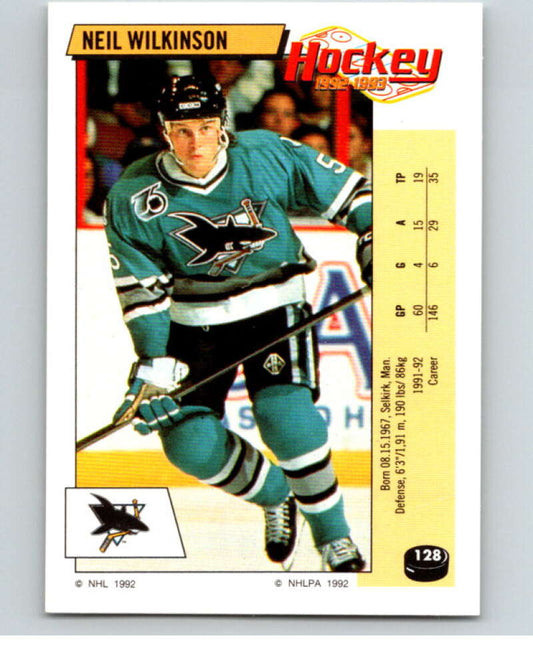 1992-93 Panini Stickers Hockey  #128 Neil Wilkinson  San Jose Sharks  V82712 Image 1
