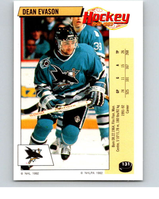 1992-93 Panini Stickers Hockey  #131 Dean Evason   V82718 Image 1