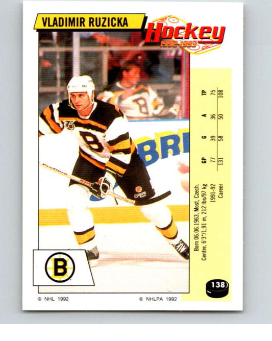 1992-93 Panini Stickers Hockey  #138 Vladimir Ruzicka  Boston Bruins  V82733 Image 1