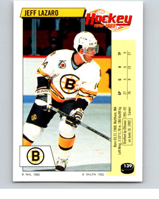 1992-93 Panini Stickers Hockey  #139 Jeff Lazaro  Ottawa Senators  V82735 Image 1