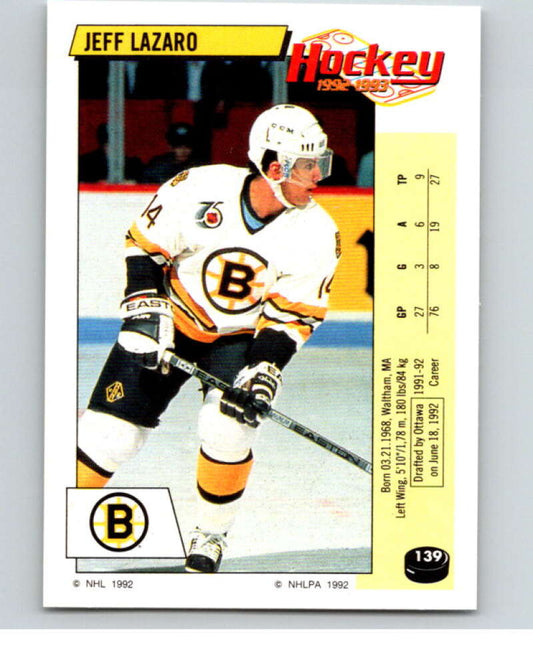 1992-93 Panini Stickers Hockey  #139 Jeff Lazaro  Ottawa Senators  V82737 Image 1